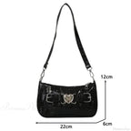 Y2K Peach Heart Leather Shoulder Bag