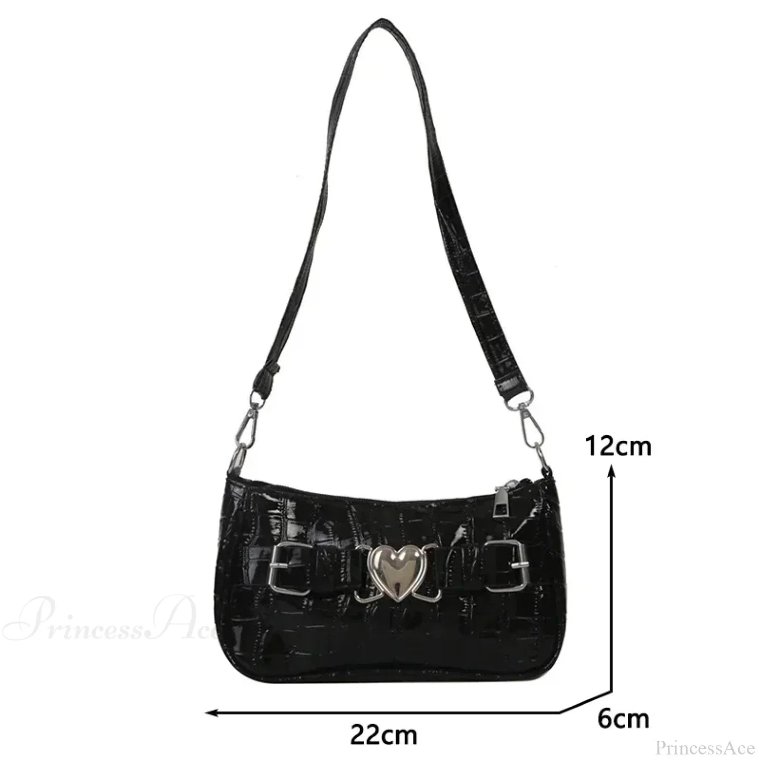 Y2K Peach Heart Leather Shoulder Bag