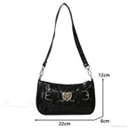 Y2K Peach Heart Leather Shoulder Bag