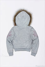 Y2K Sherpa Collar Rhinestone Zip-Front Waist-Cinched Hoodie
