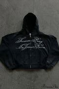 Y2K Street Dark Zip Stylish Hoodie