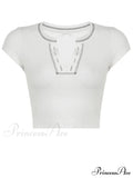Y2k Striped White Knitted Crop Top