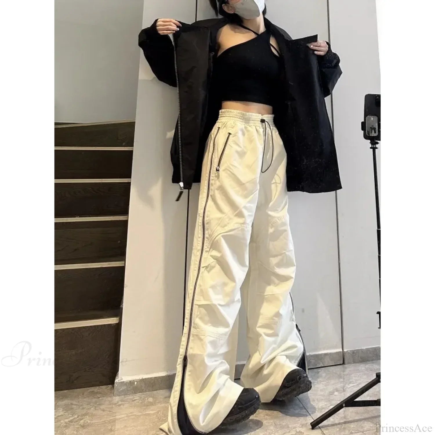 Y2K Wide Leg Cargo Sweatpants Pants