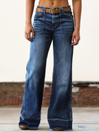 Mid Waist Boot Cut Jeans