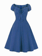 Polka Dot Midi Vintage Dress With Puff Sleeve And Front Tie 2026