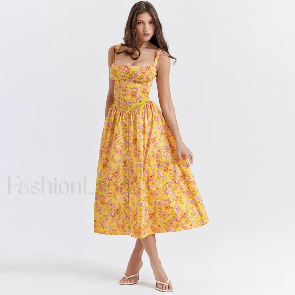 Lace-up Pocket Floral Dress