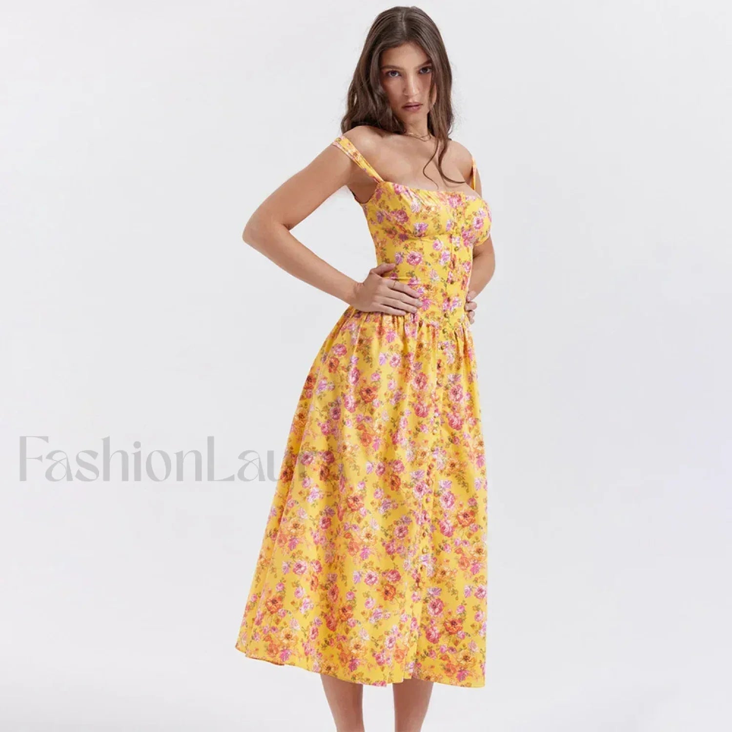 Lace-up Pocket Floral Dress