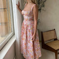 Lace-up Pocket Floral Dress
