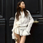 Beatrix - Classic Long Sleeves Pleated Shirt Dress