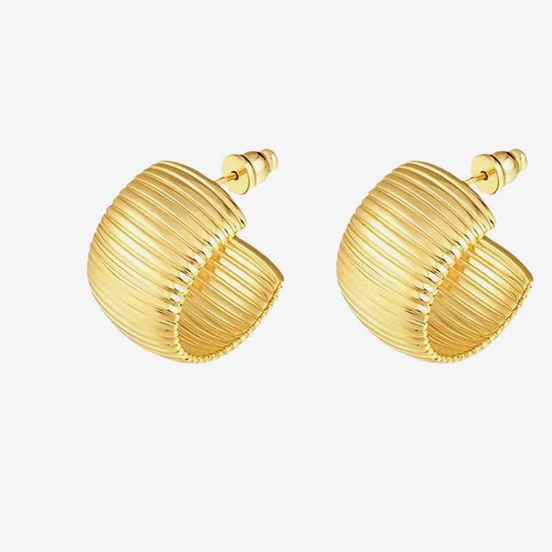 YOU STYLE IT Wide Metallic Ribbed Textured Hoop Earrings