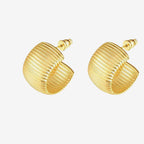 YOU STYLE IT Wide Metallic Ribbed Textured Hoop Earrings