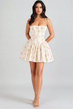 Fablef Rose Print Stretch Cotton Mini Dress