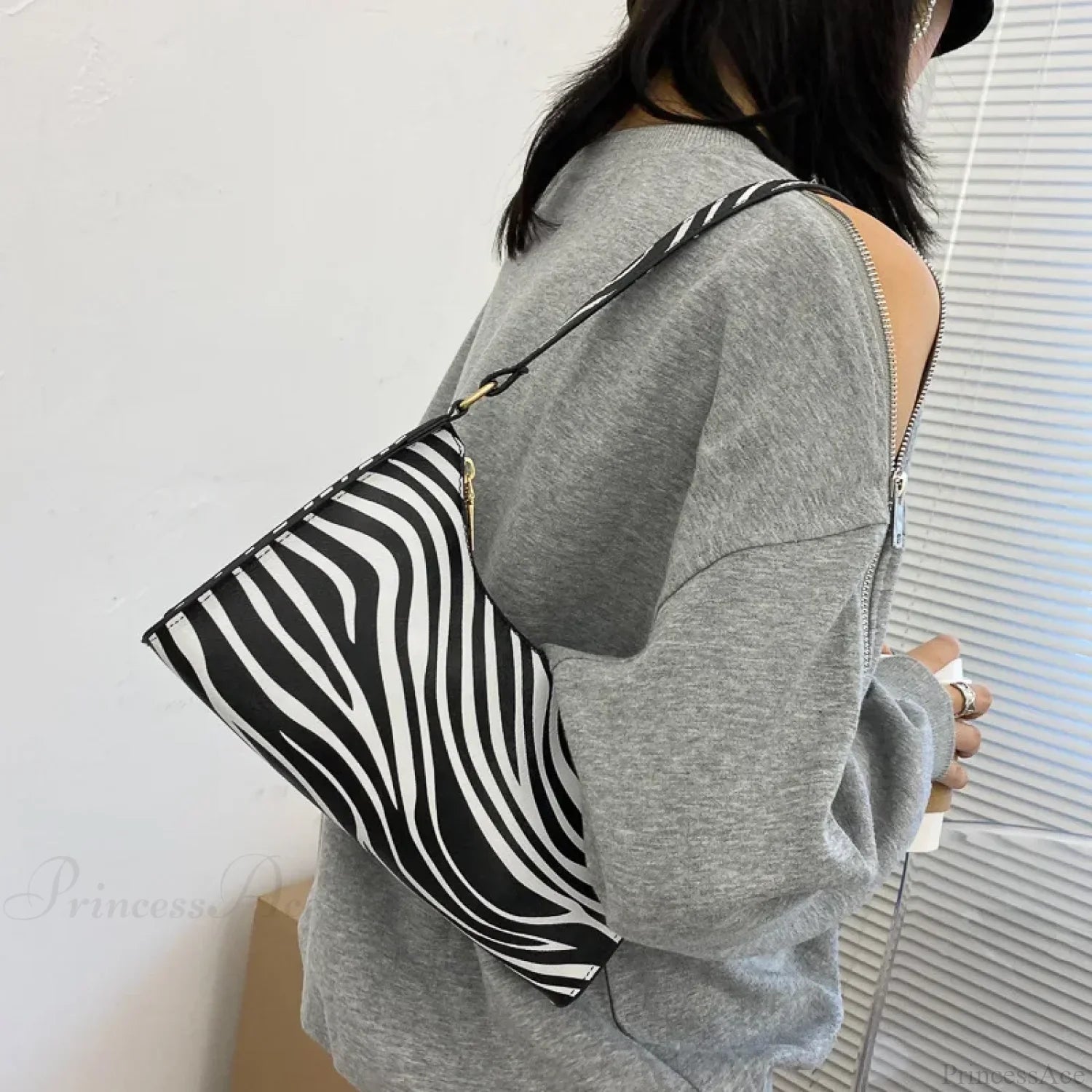 Zebra Print PU Leather Underarm Shoulder Bag