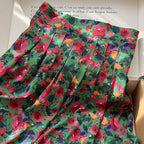 ZESSAM Flower Graphic Print High Waist Midi Casual Lady Skirt