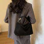 Zip Solid Sewing Thread PU High Capacity Shoulder Handbag