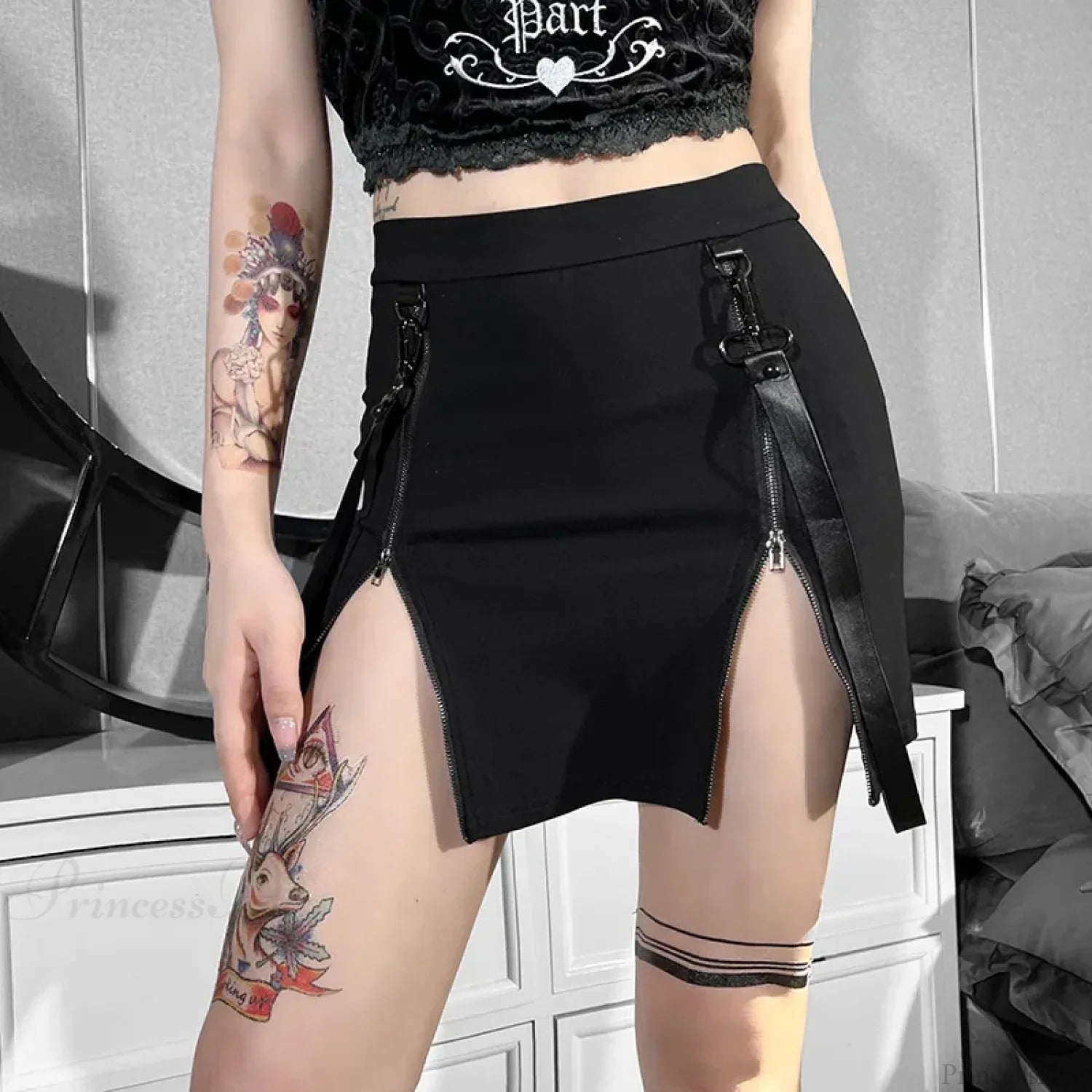 Zip Split High Waist Pencil Skirt